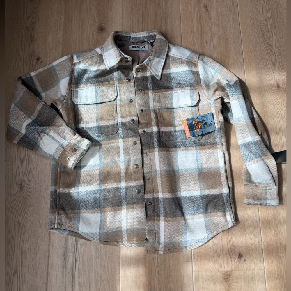Ridge Cut Plaid Button-Up Shirt Jacket